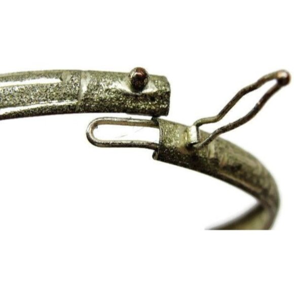 Greek Key Flex Pattern Bangle Fold Over Closure Sterling Silver 925 Bracelet Fas - Picture 4 of 11